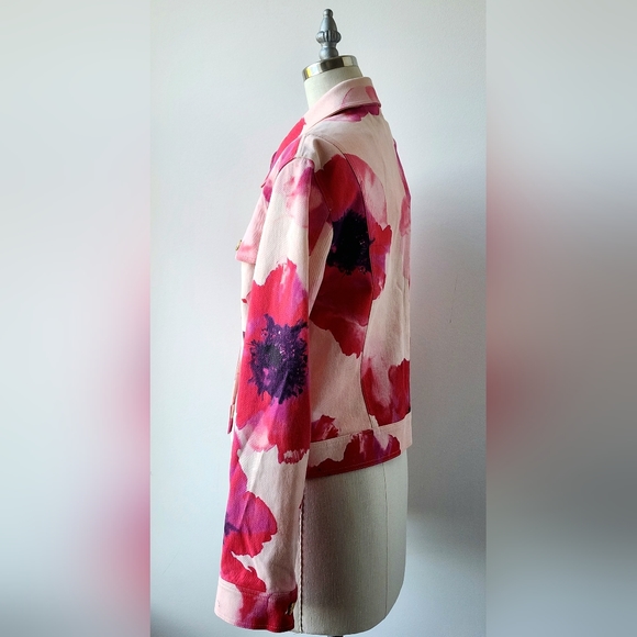 Vintage Céline Pink Floral Denim Jacket SZ 42 FR - Picture 2 of 6